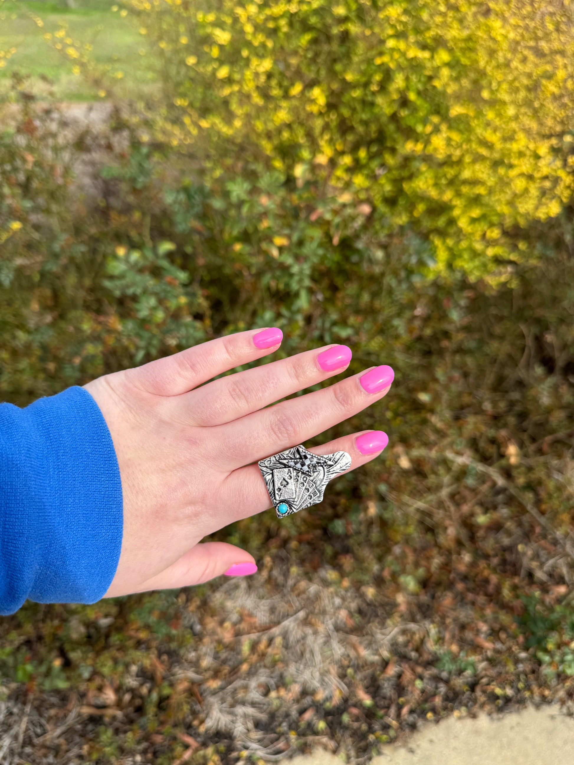 Punchy Cowtag Adjustable Ring