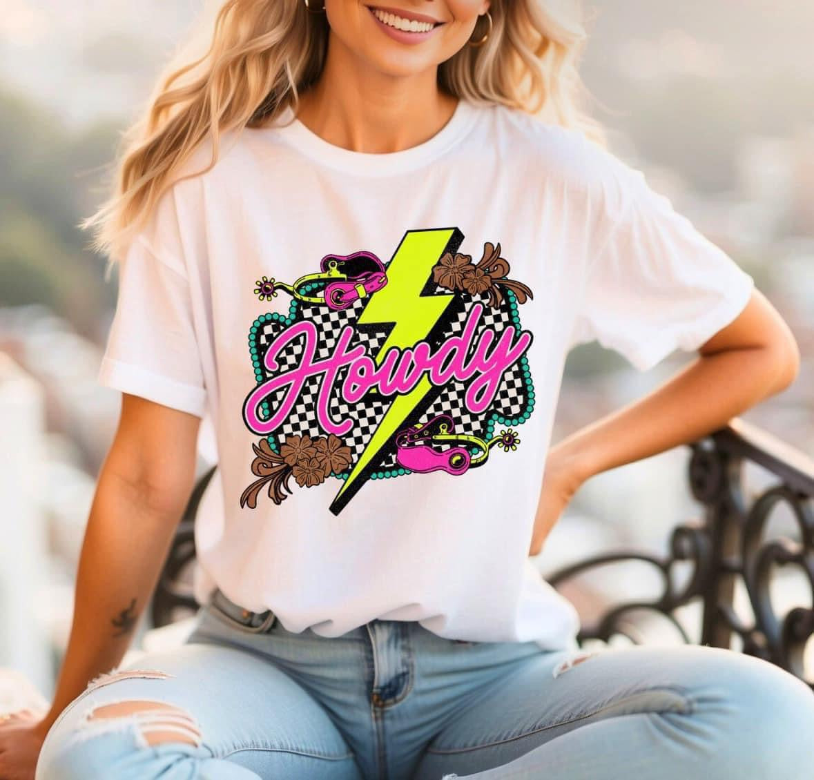 Neon Howdy Tee/Sweatshirt