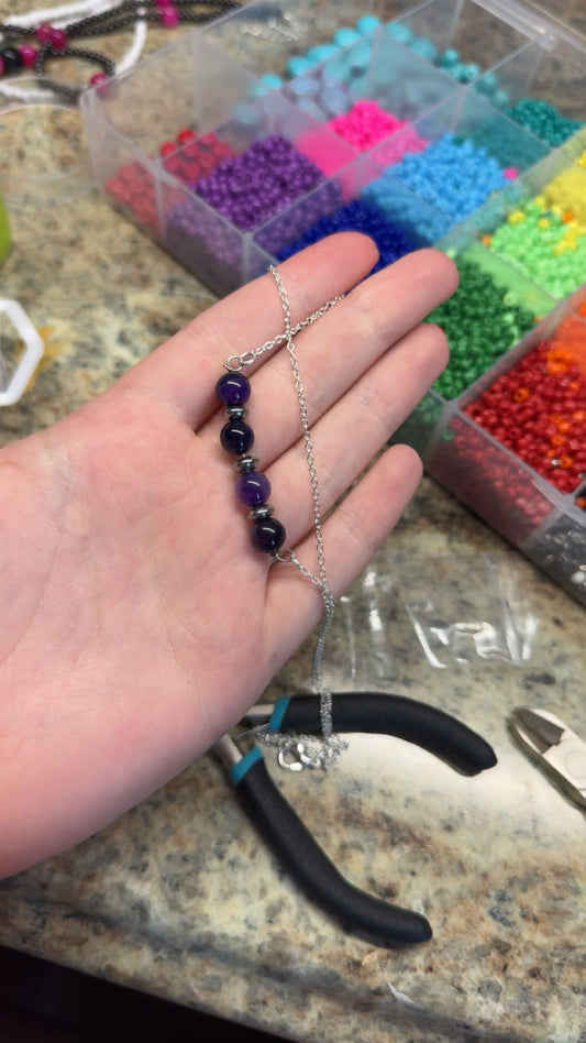 Pretty N Purple Bar Necklace