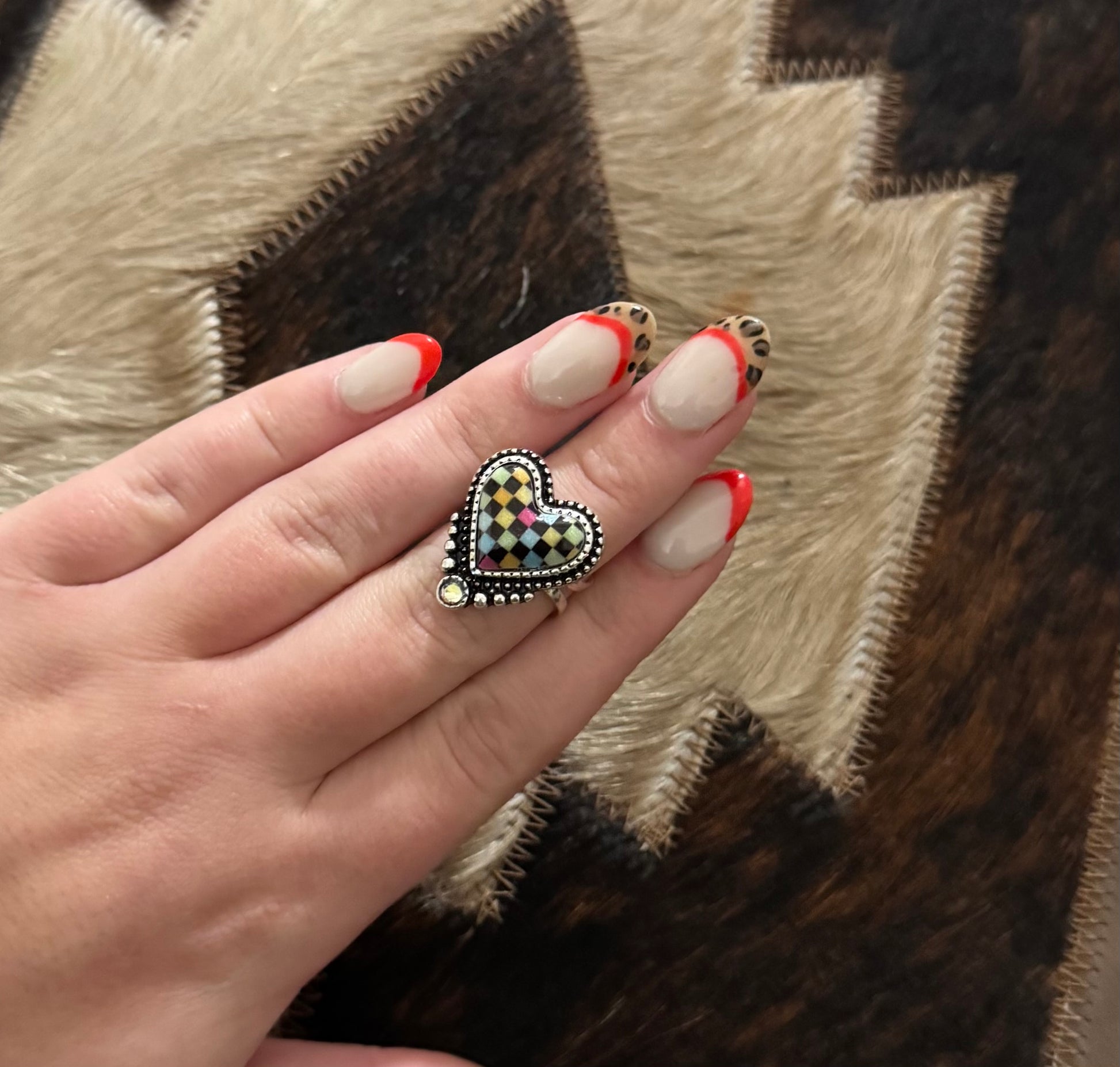Colorful Adjustable Heart Ring