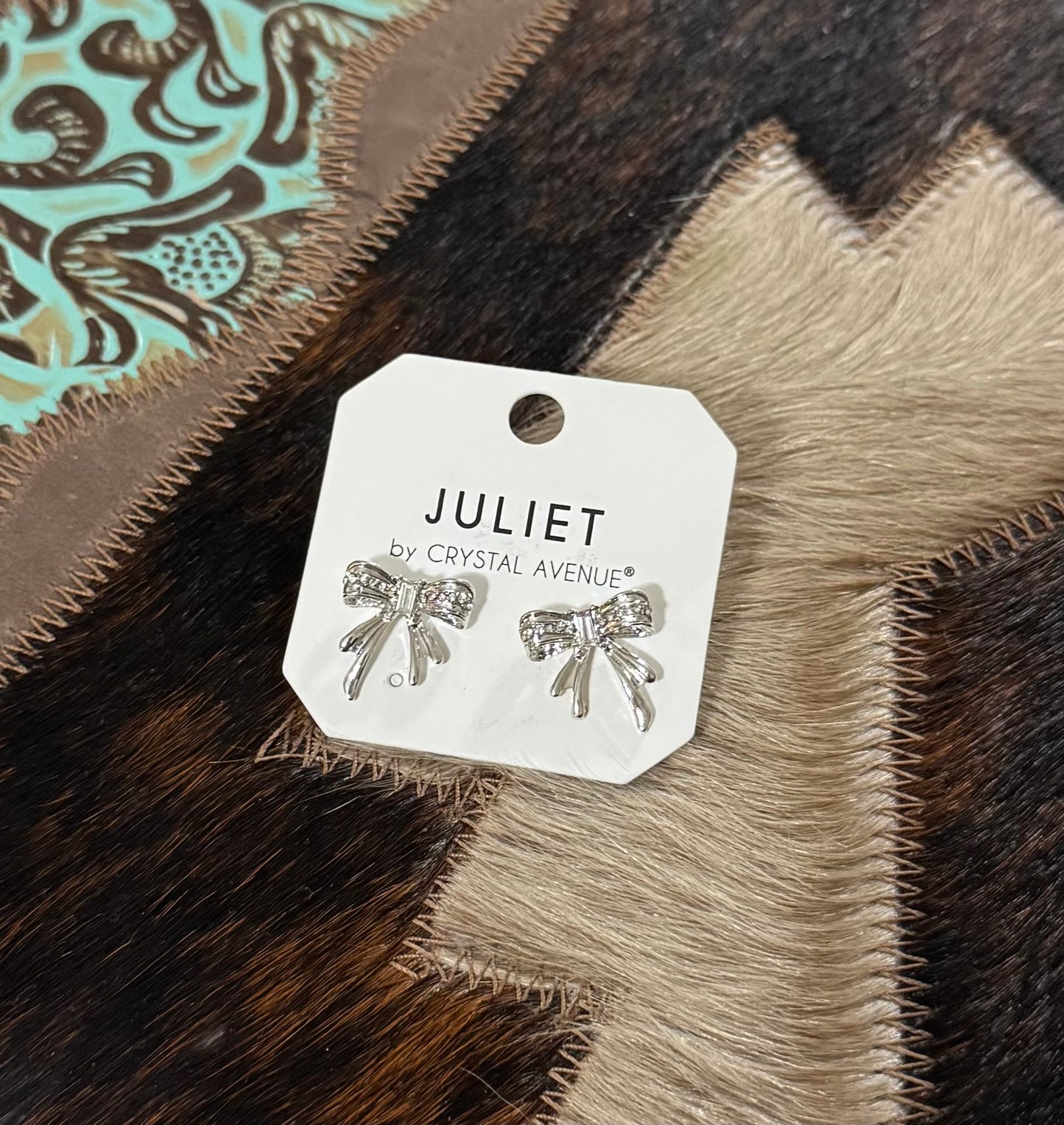 Silver Shining Bow Earrings