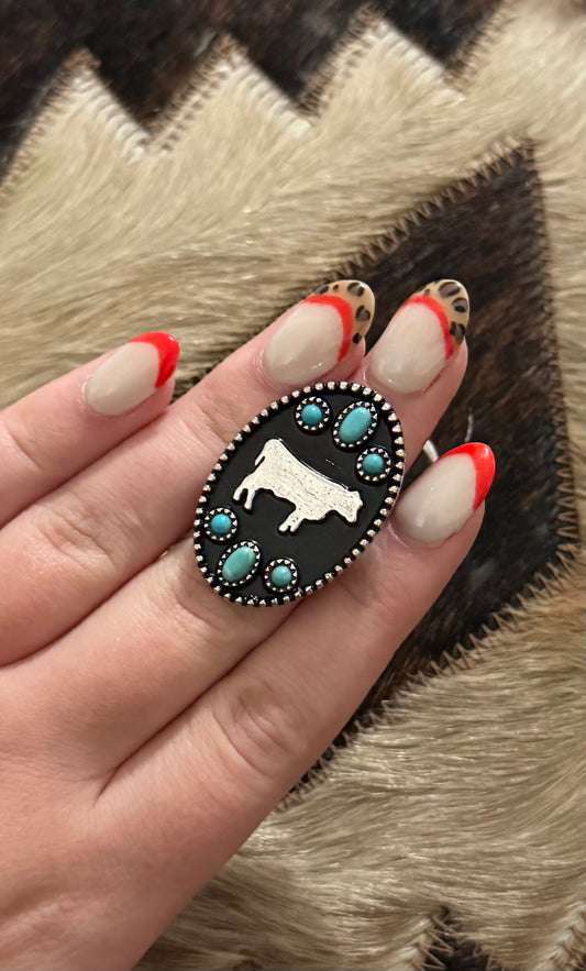 Turquoise Cattle Adjustable Ring