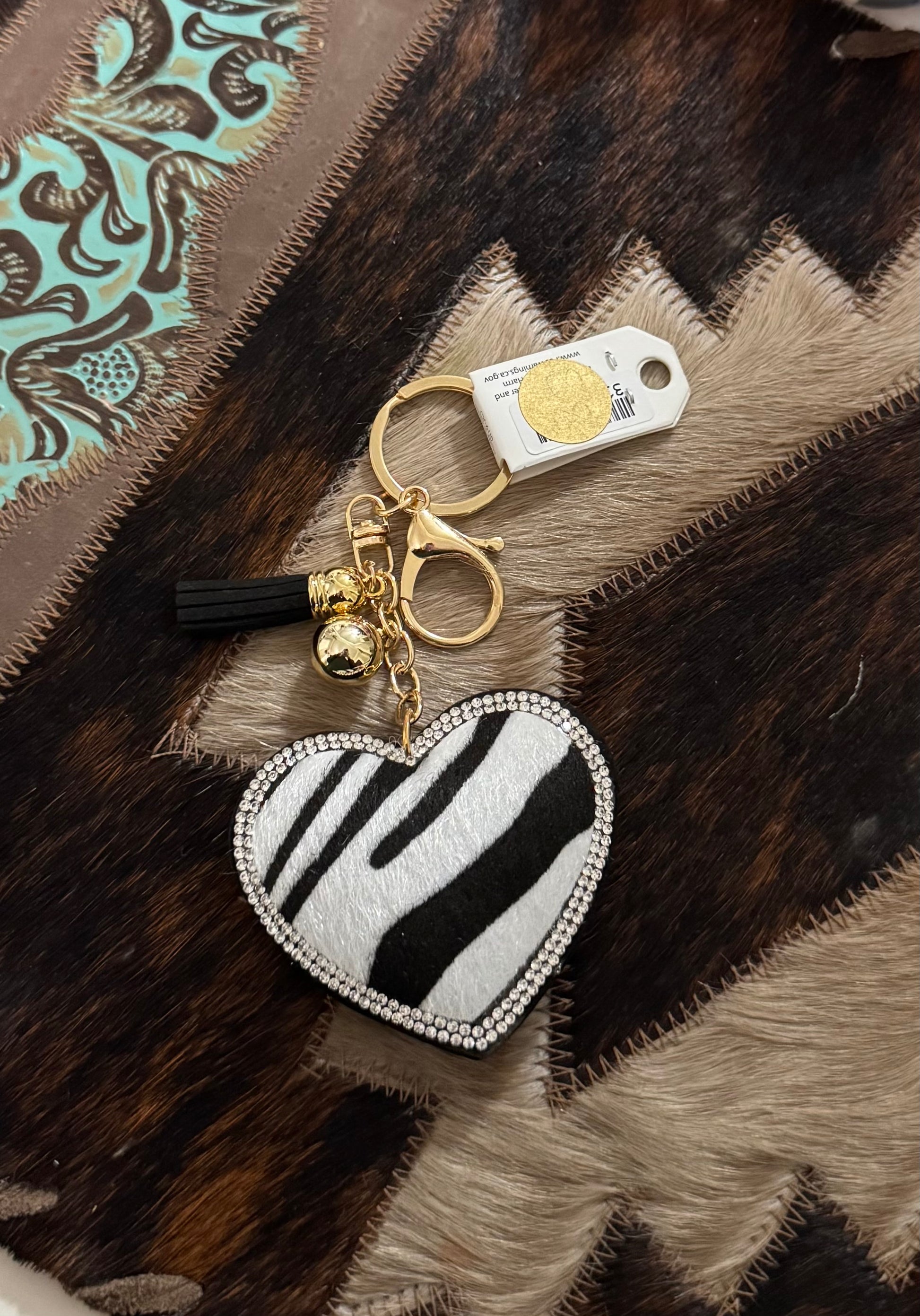 Zebra Heart Keychain