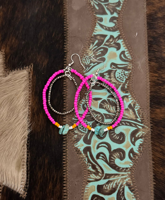 Double Hoop Beaded Earrings