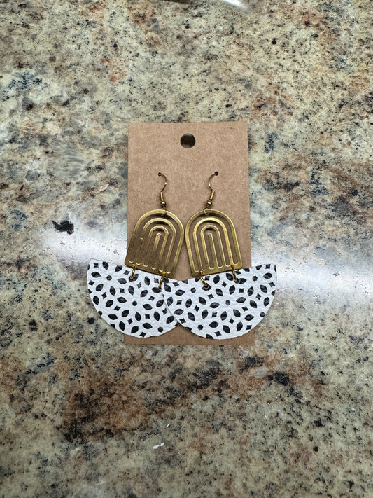 Dalmation Gold Tone Earrings